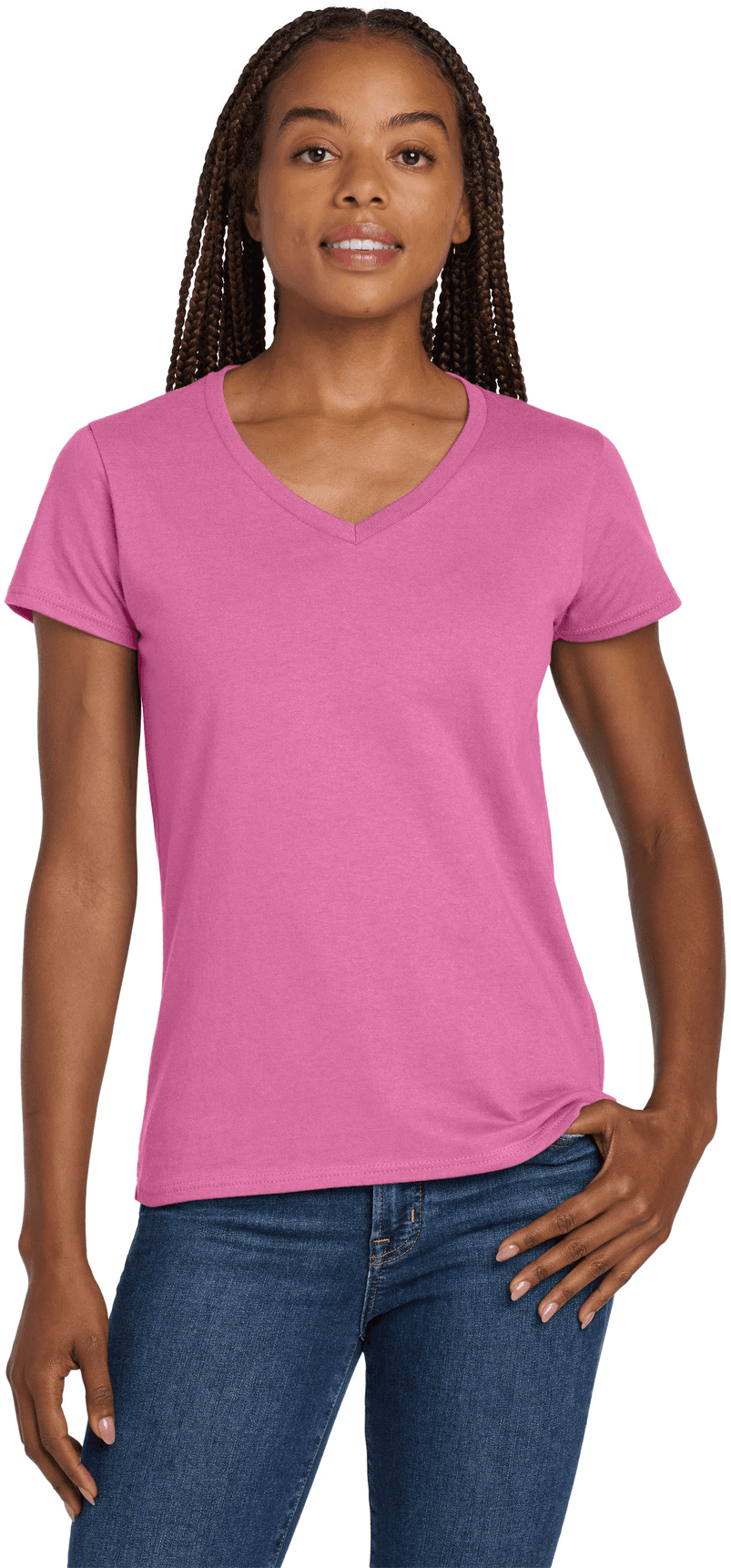 Women's Heavy Cotton 100% Cotton V-Neck T-Shirt.