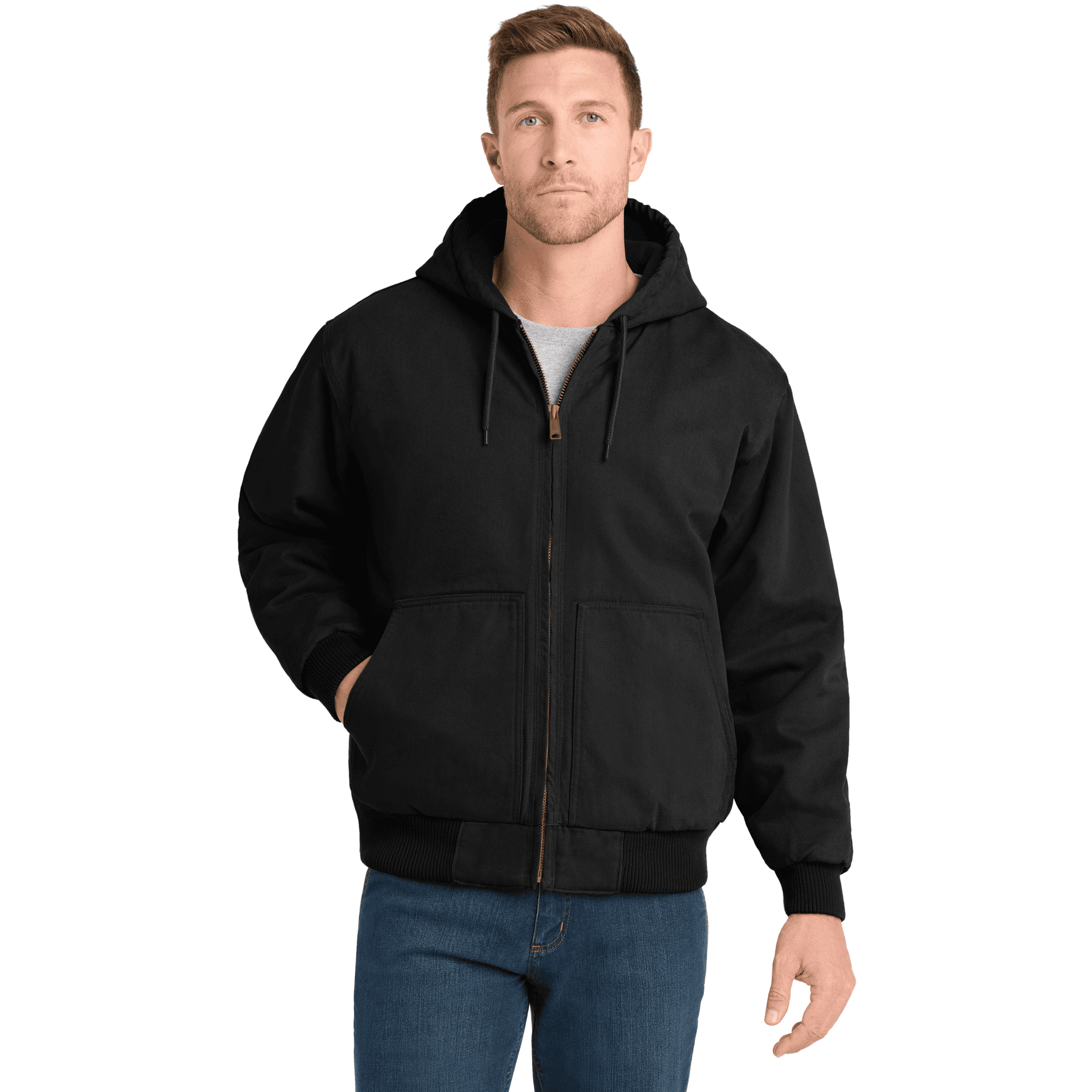 Washed Duck Cloth Insulated Hooded Work Jacket.