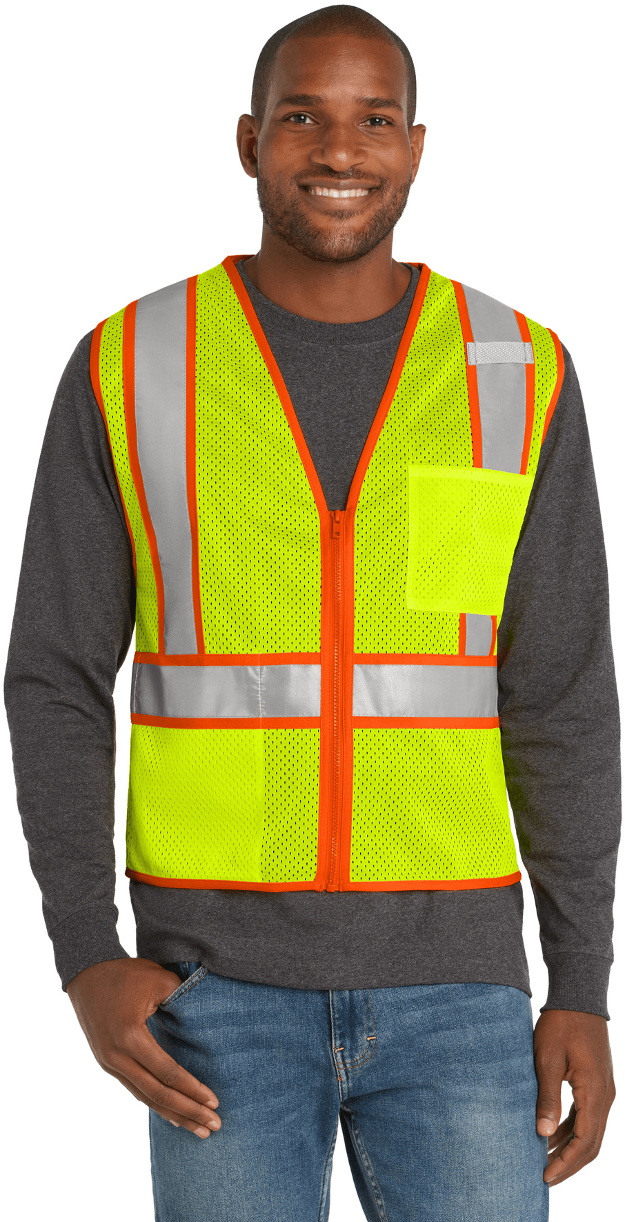 ANSI 107 Class 2 Mesh Zippered Two-Tone Vest.
