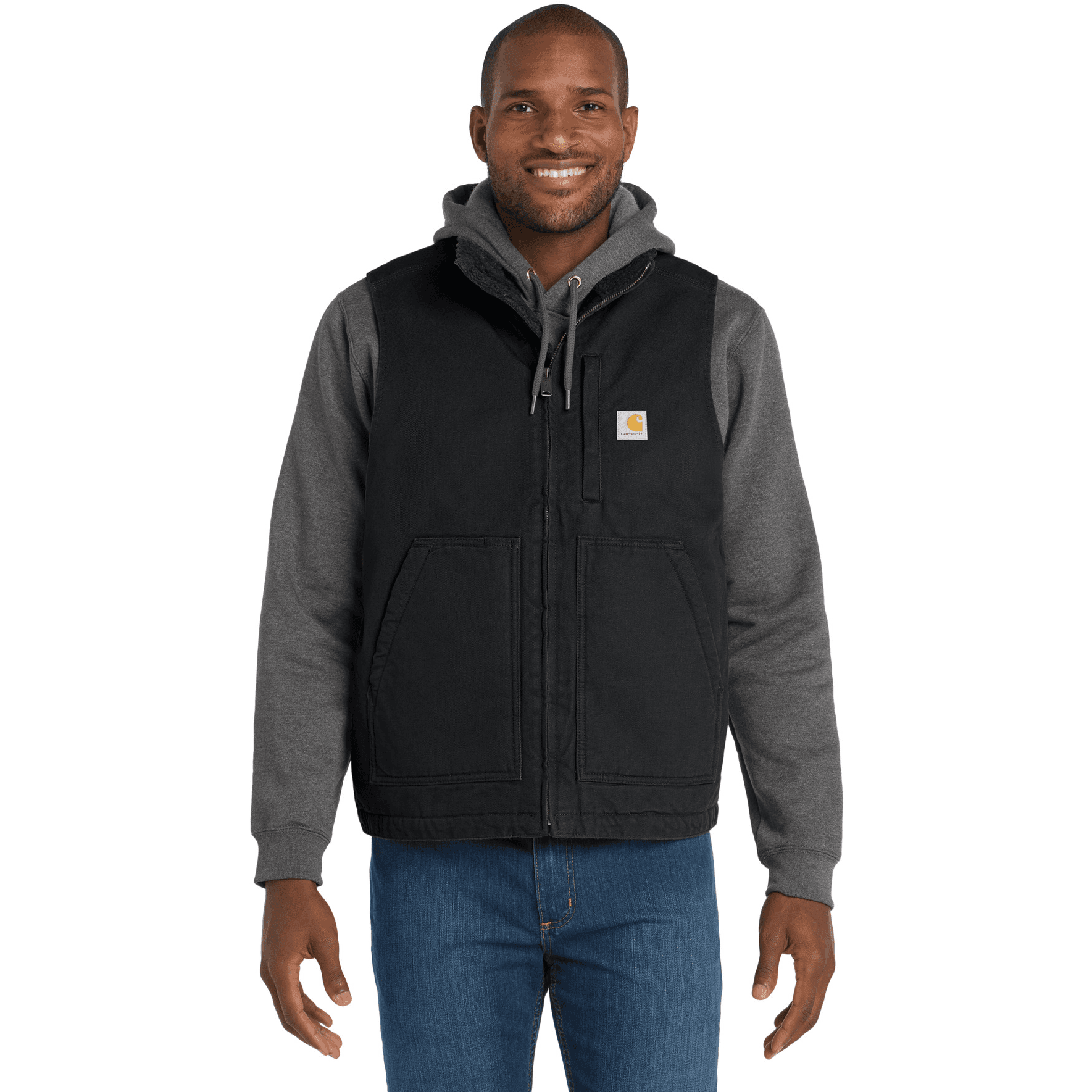 Sherpa-Lined Mock Neck Vest