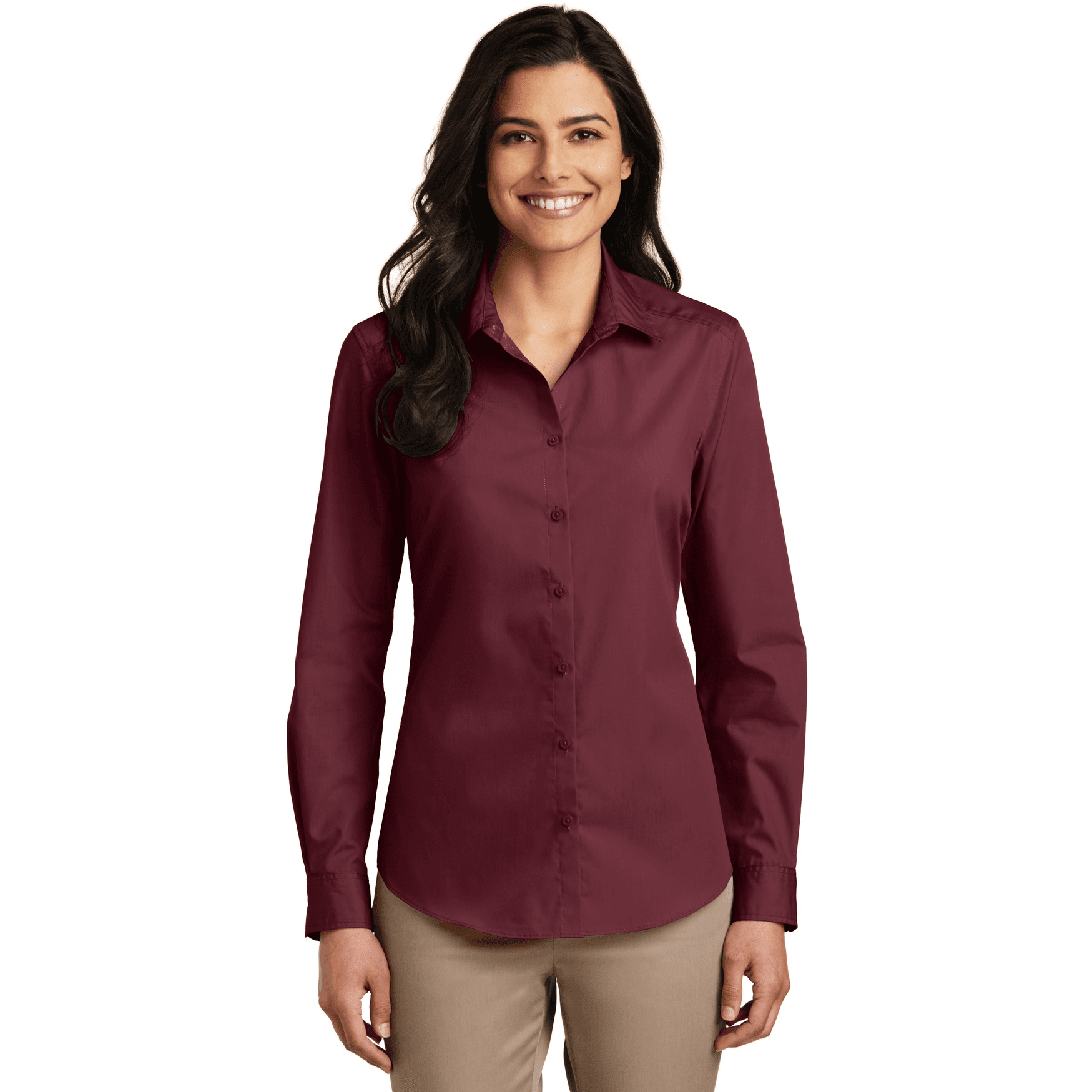 Women's Long Sleeve Carefree Poplin Shirt.