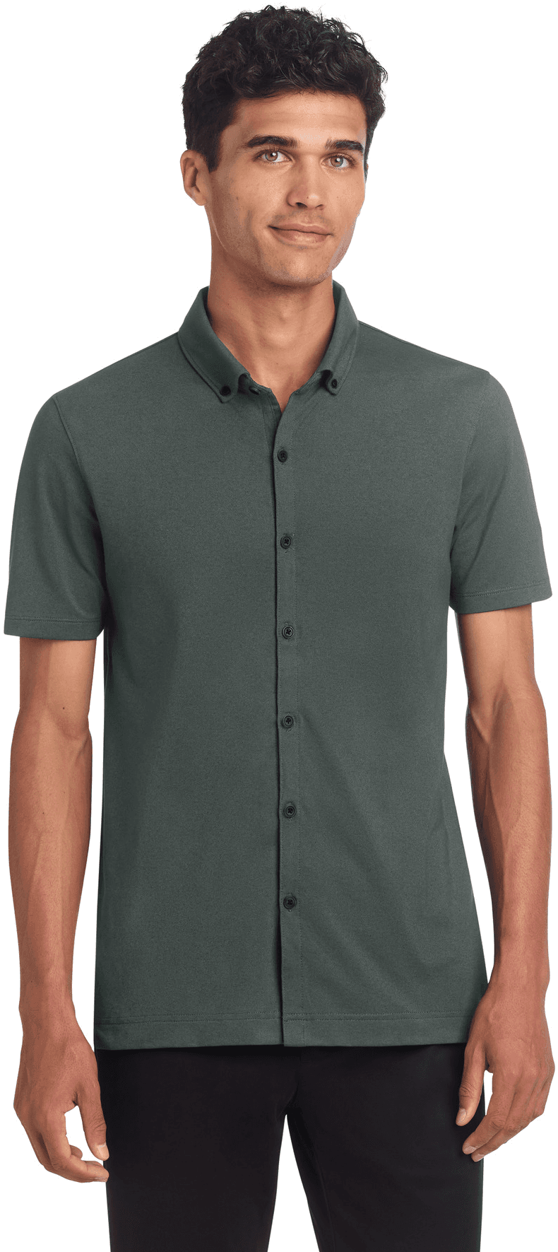 Stretch Pique Full-Button Polo
