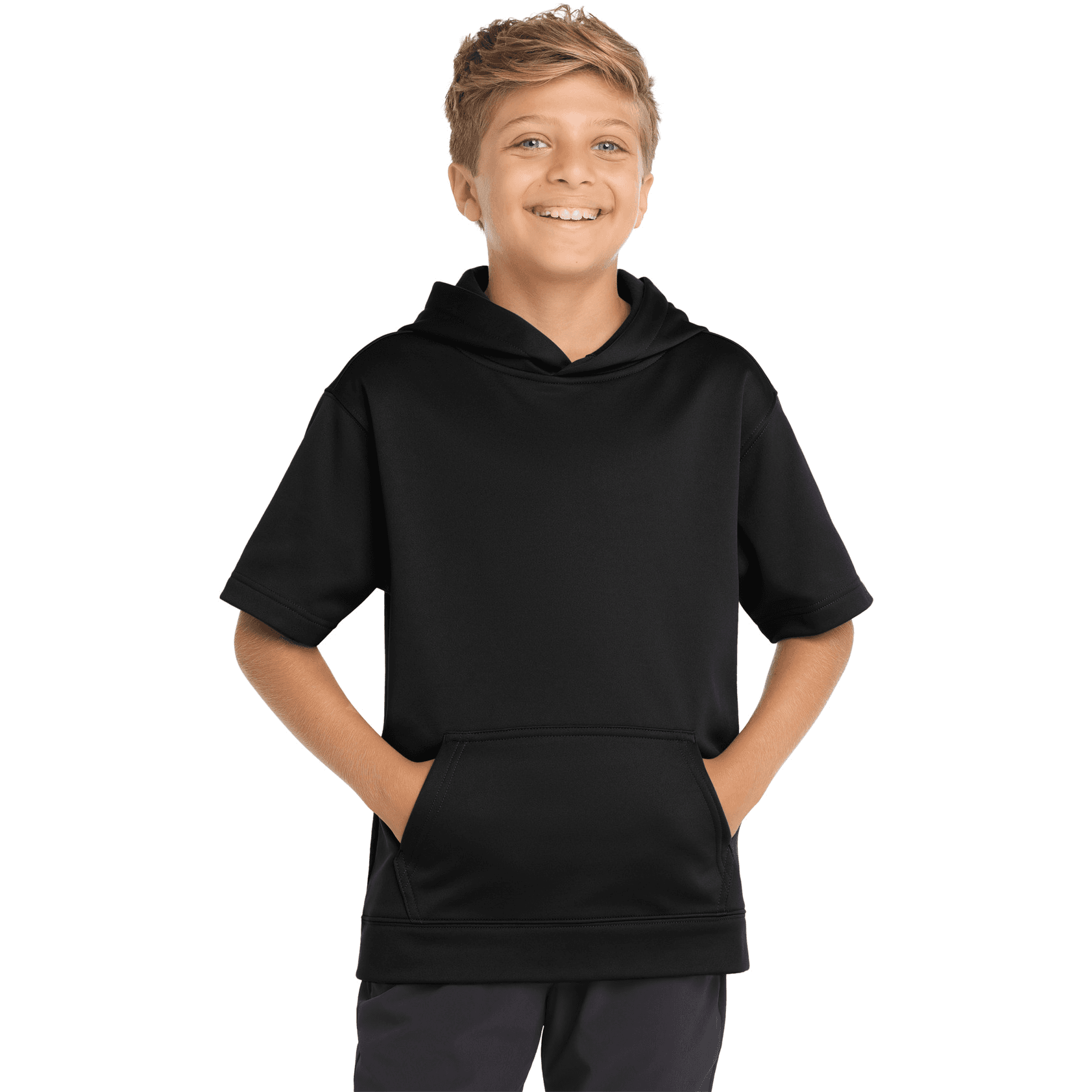 Youth Sport-Wick  Fleece Short Sleeve Hooded Pullover.