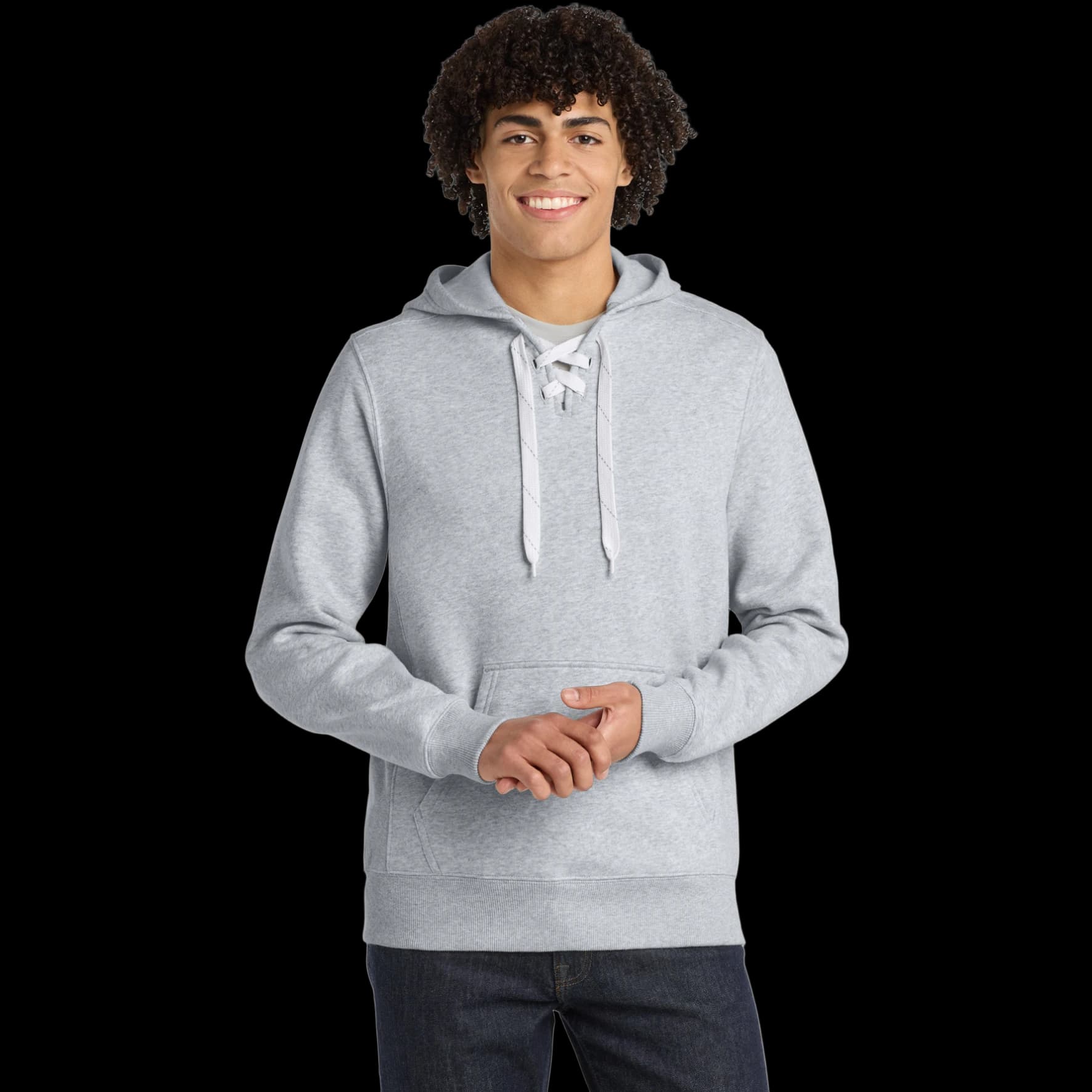 Lace Up Pullover Hooded Sweatshirt.