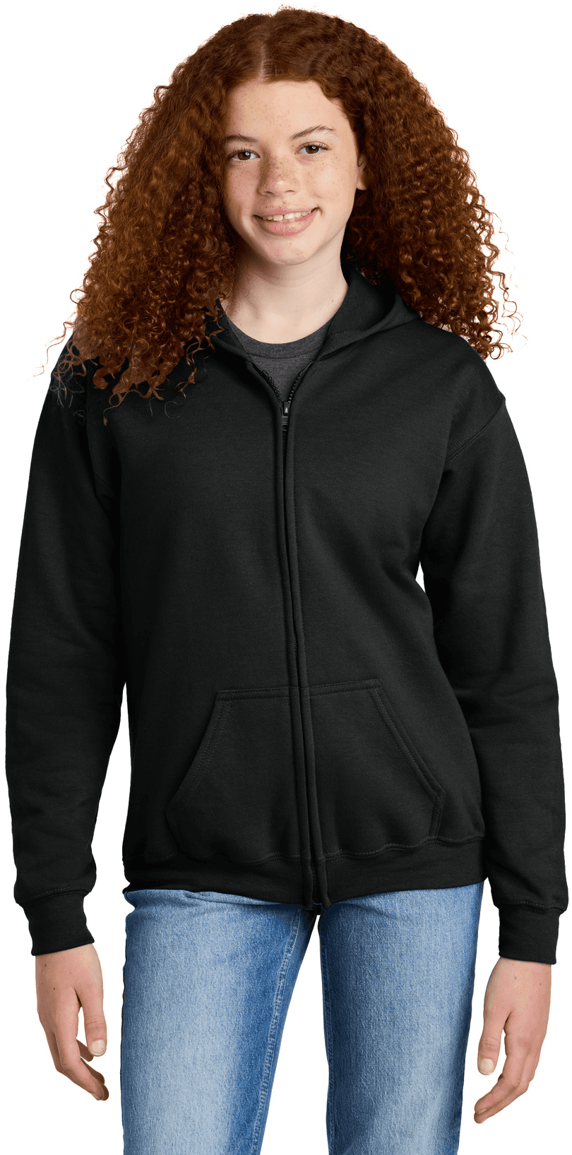 Youth Heavy Blend Full-Zip Hooded Sweatshirt.