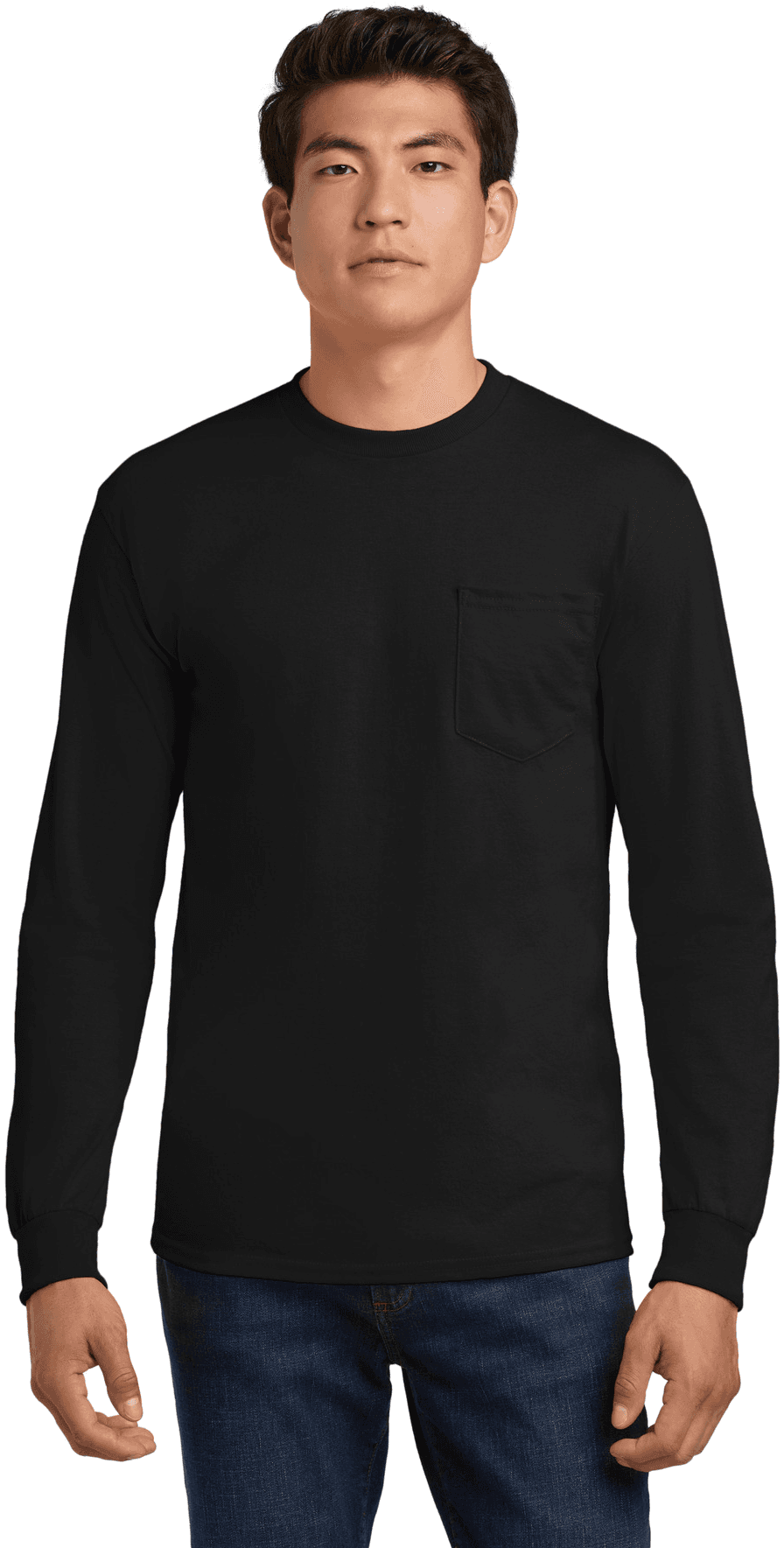 Ultra Cotton 100% US Cotton Long Sleeve T-Shirt with Pocket.