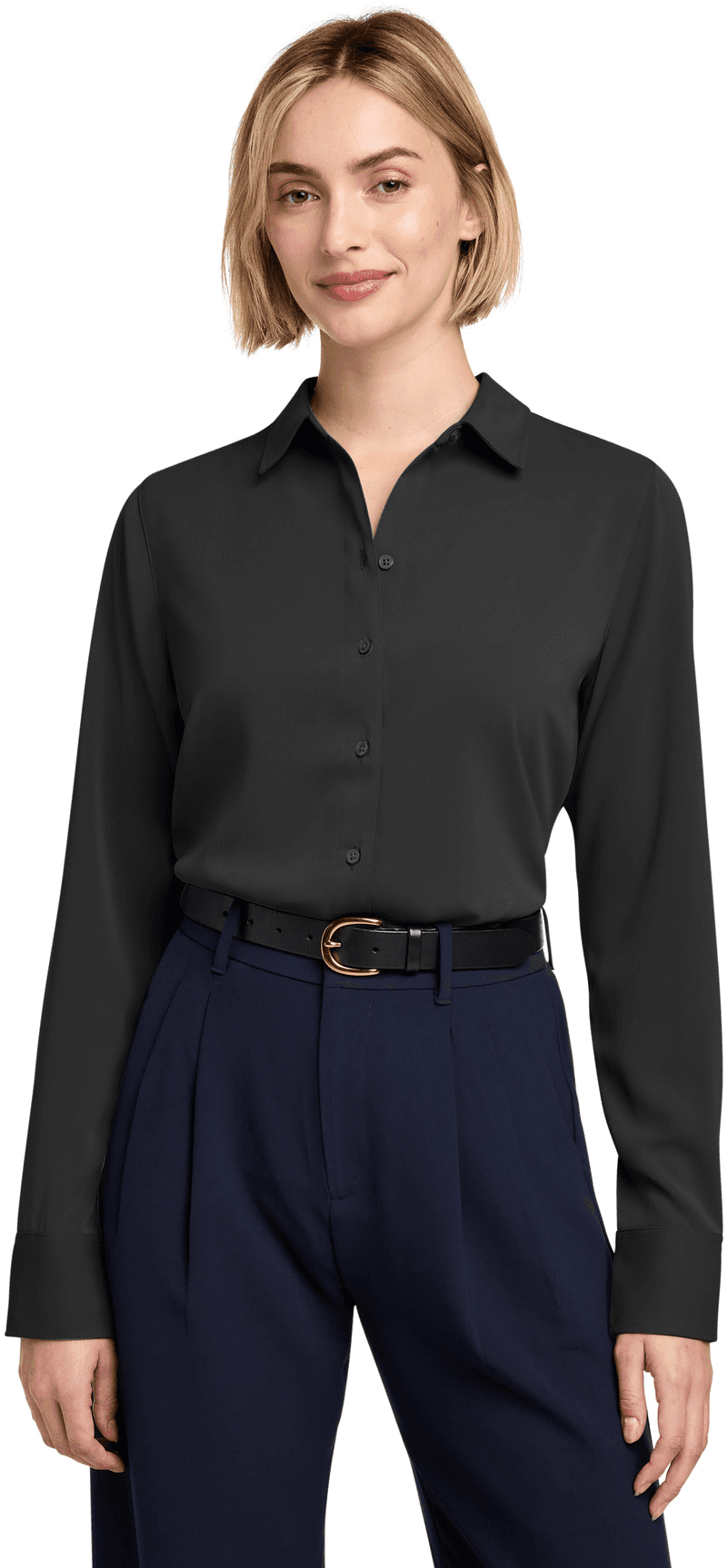 Women's Full-Button Satin Blouse