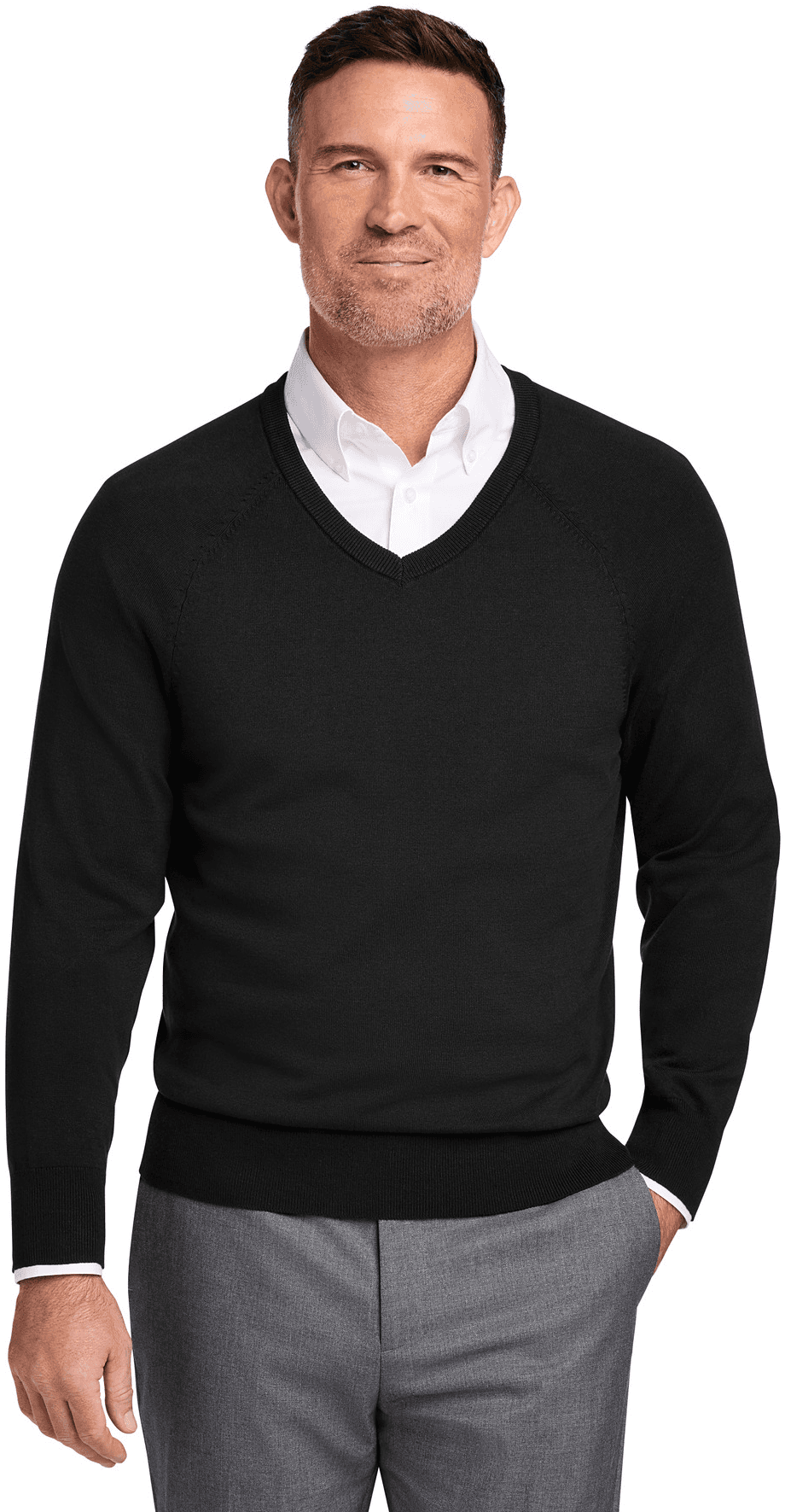 Cotton Stretch V-Neck Sweater