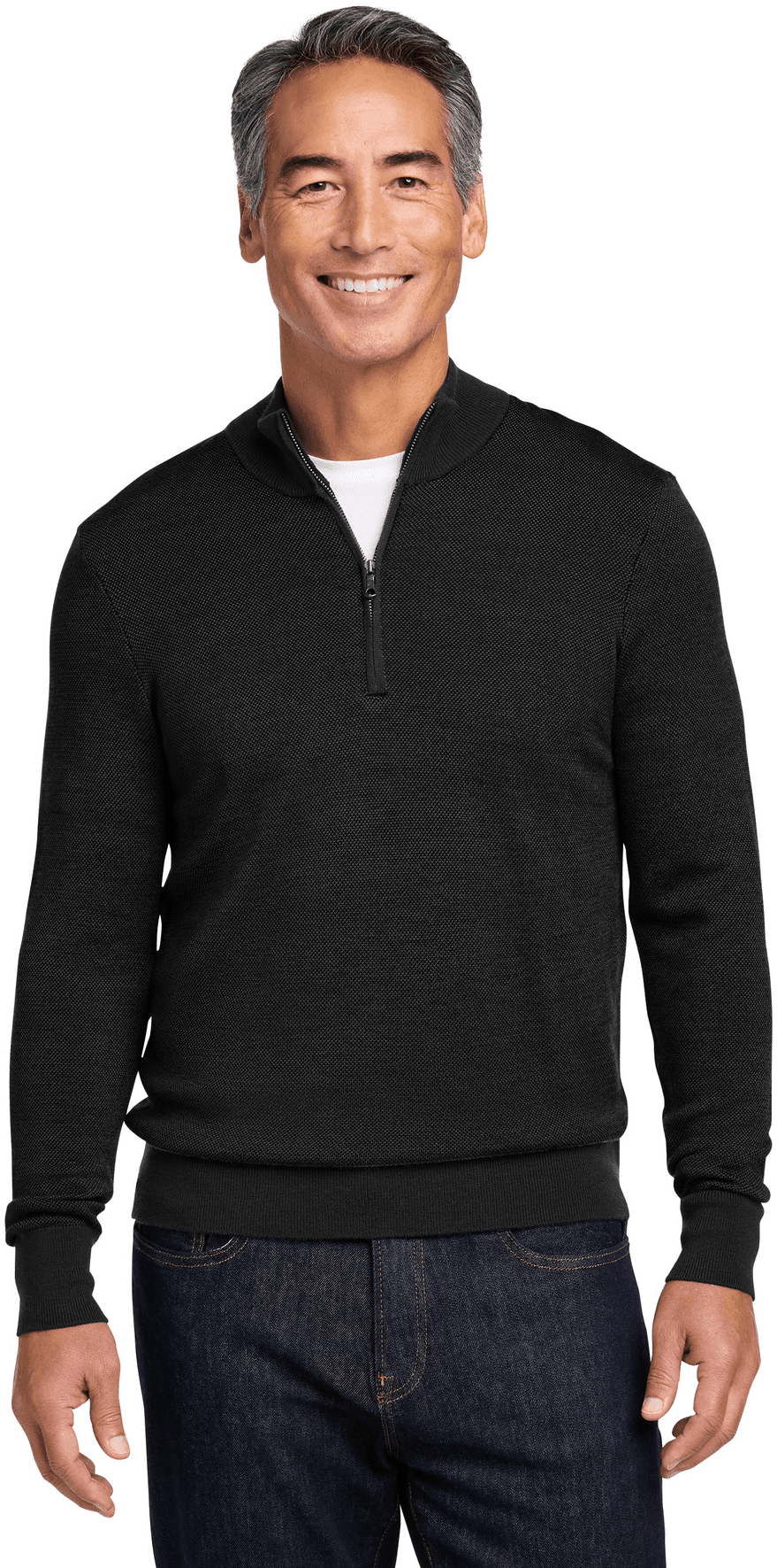 Washable Merino Birdseye 1/4-Zip Sweater