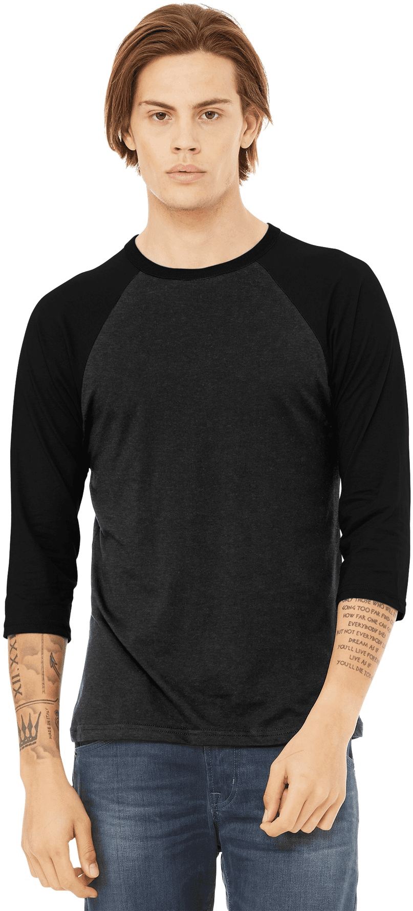 BELLA+CANVAS Unisex 3/4-Sleeve Baseball Tee.