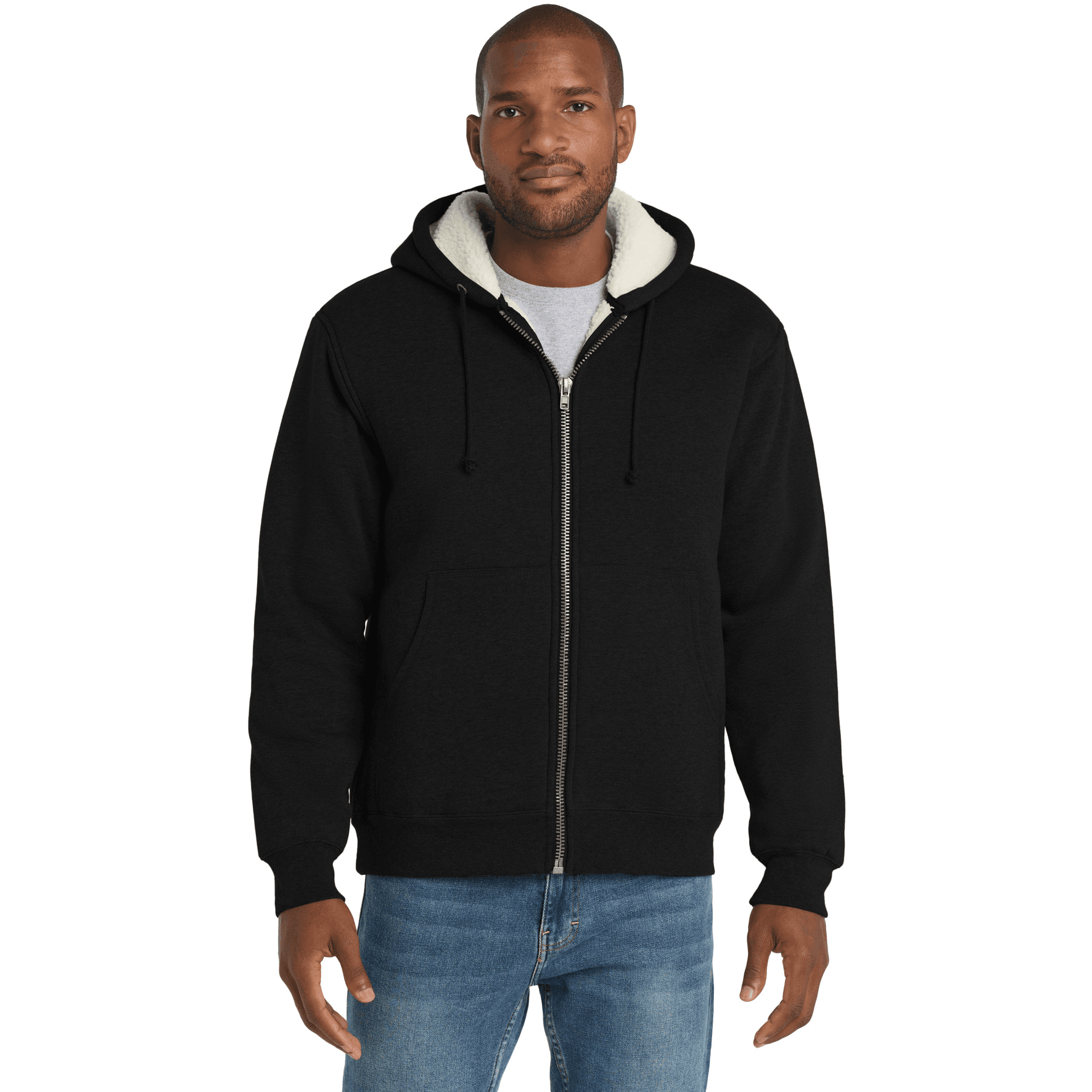 Heavyweight Sherpa-Lined Hooded Fleece Jacket.