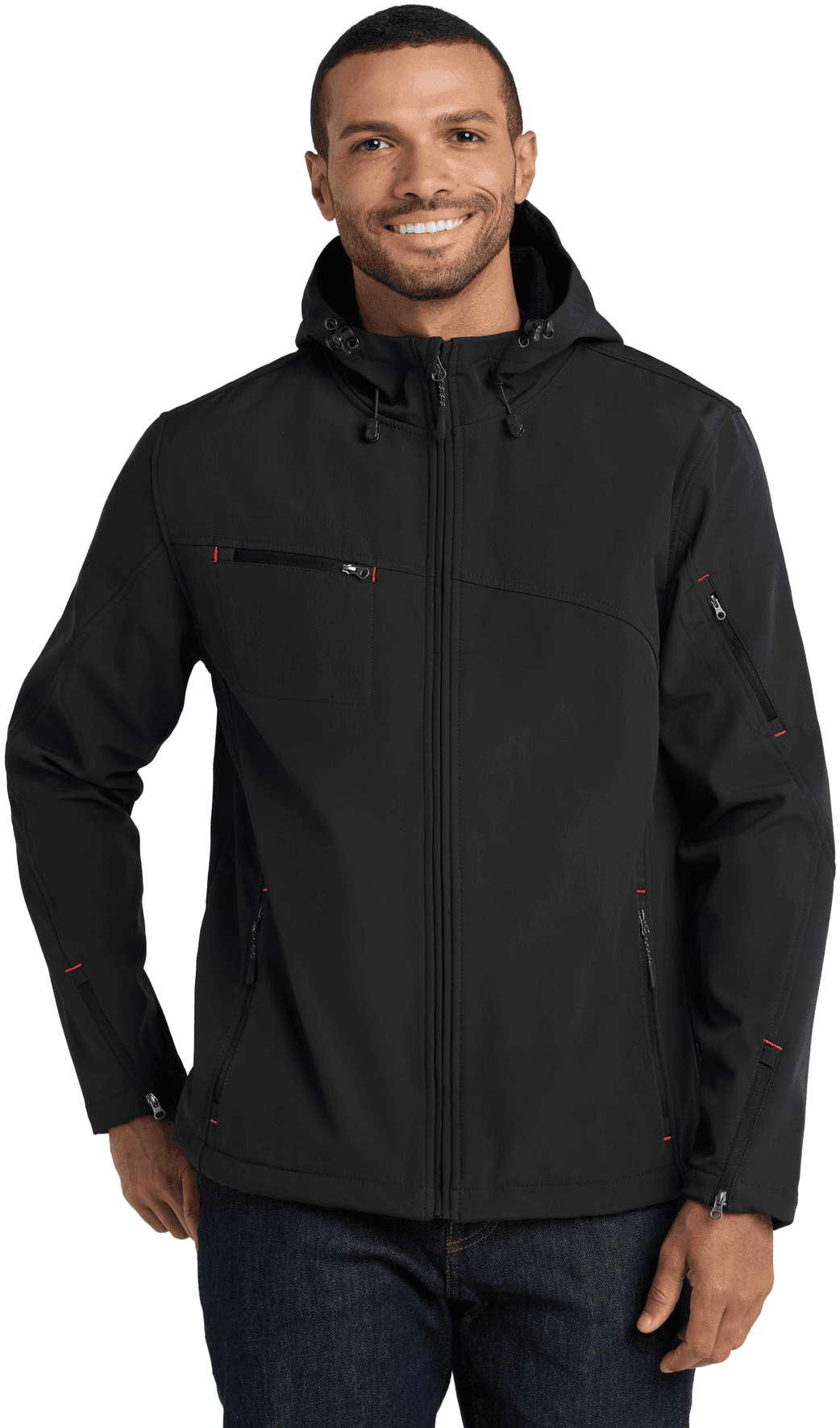 Textured Hooded Soft Shell Jacket.