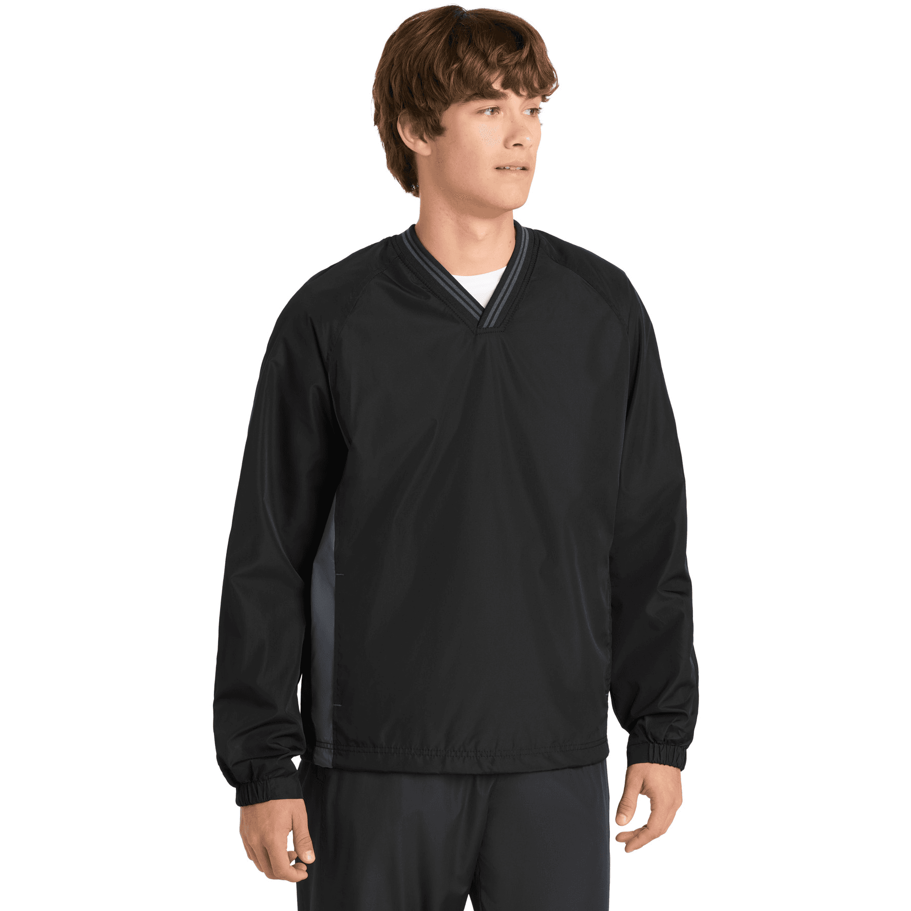Tipped V-Neck Raglan Wind Shirt.