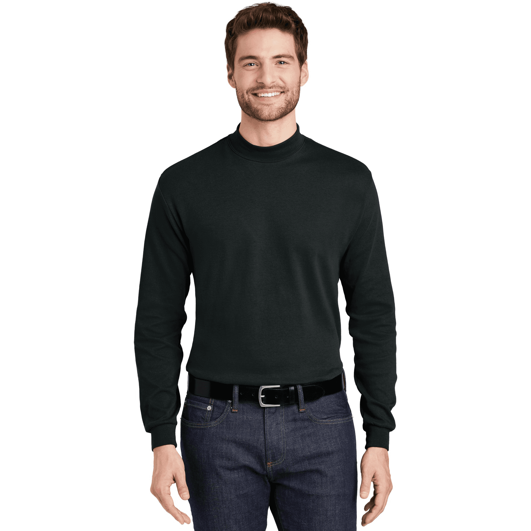 Interlock Knit Mock Turtleneck.