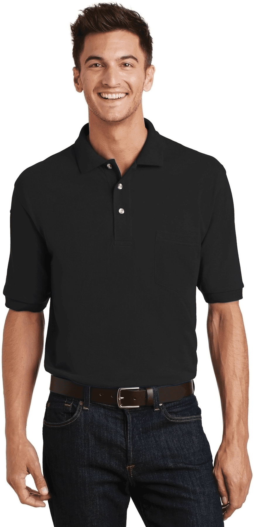 Heavyweight Cotton Pique Polo with Pocket.