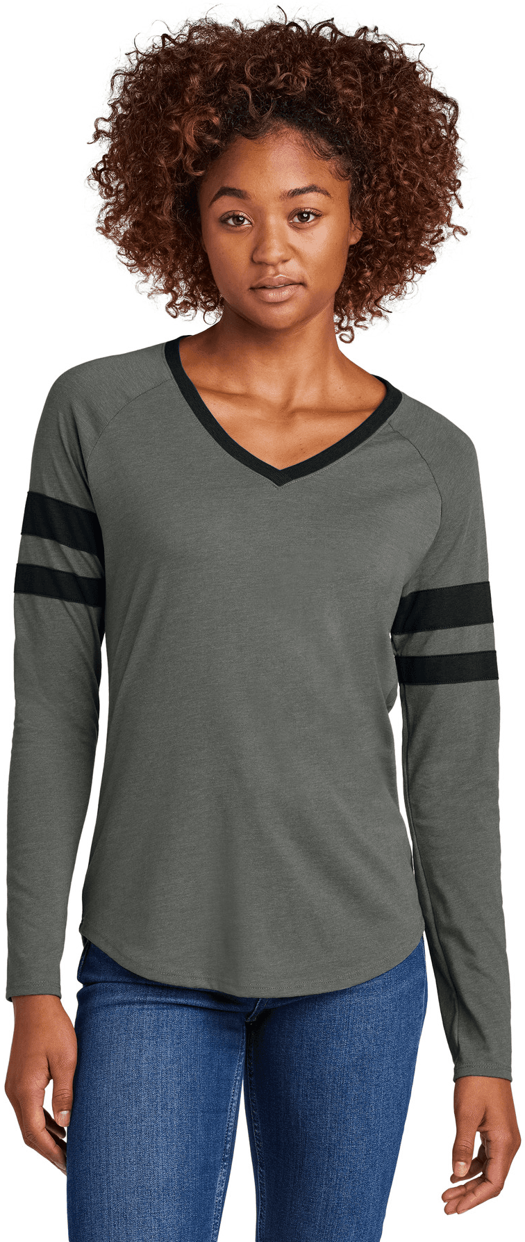 Women's Halftime Stripe Long Sleeve V-Neck Tee