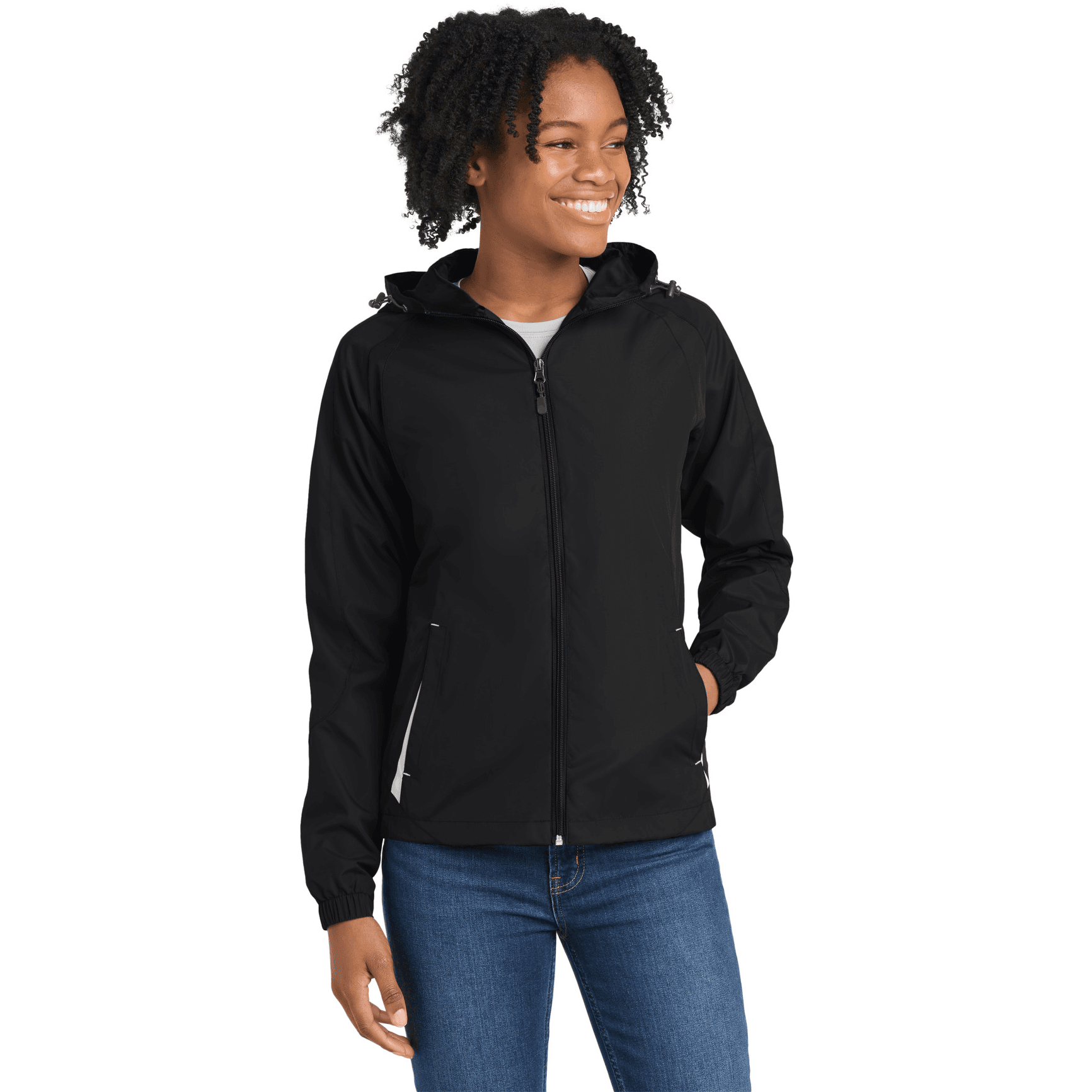 Women's Colorblock Hooded Raglan Jacket.