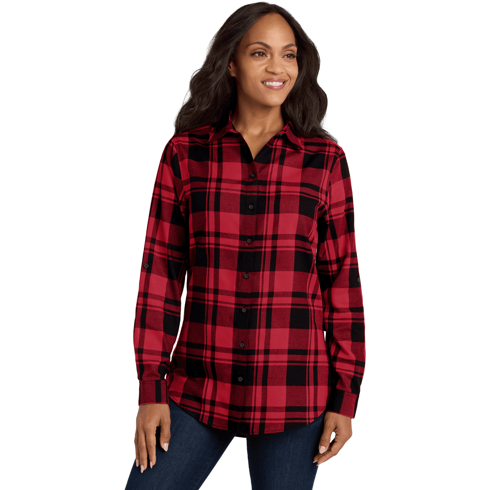Women's Plaid Flannel Tunic .
