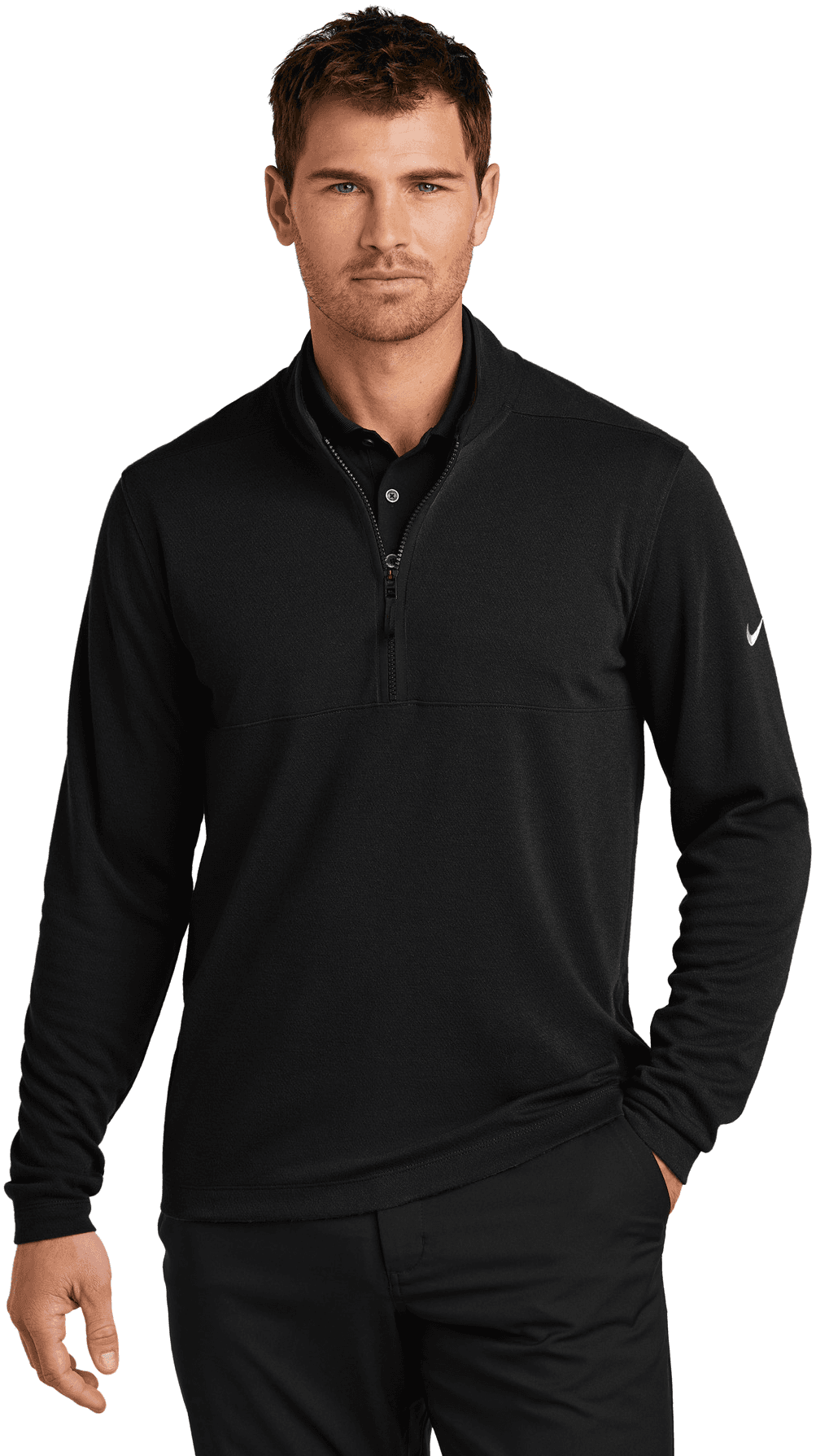 Textured 1/2-Zip Cover-Up