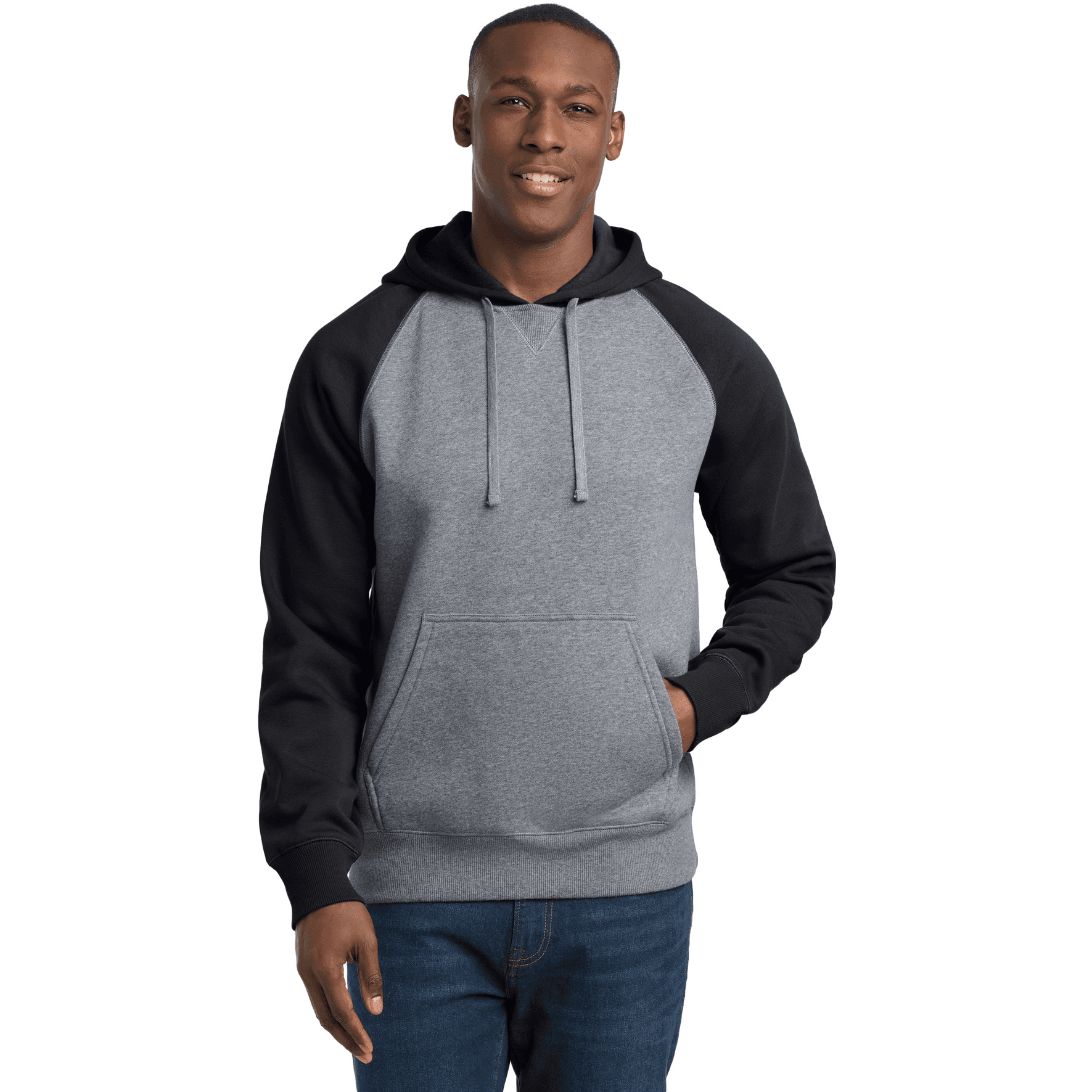Raglan Colorblock Pullover Hooded Sweatshirt.