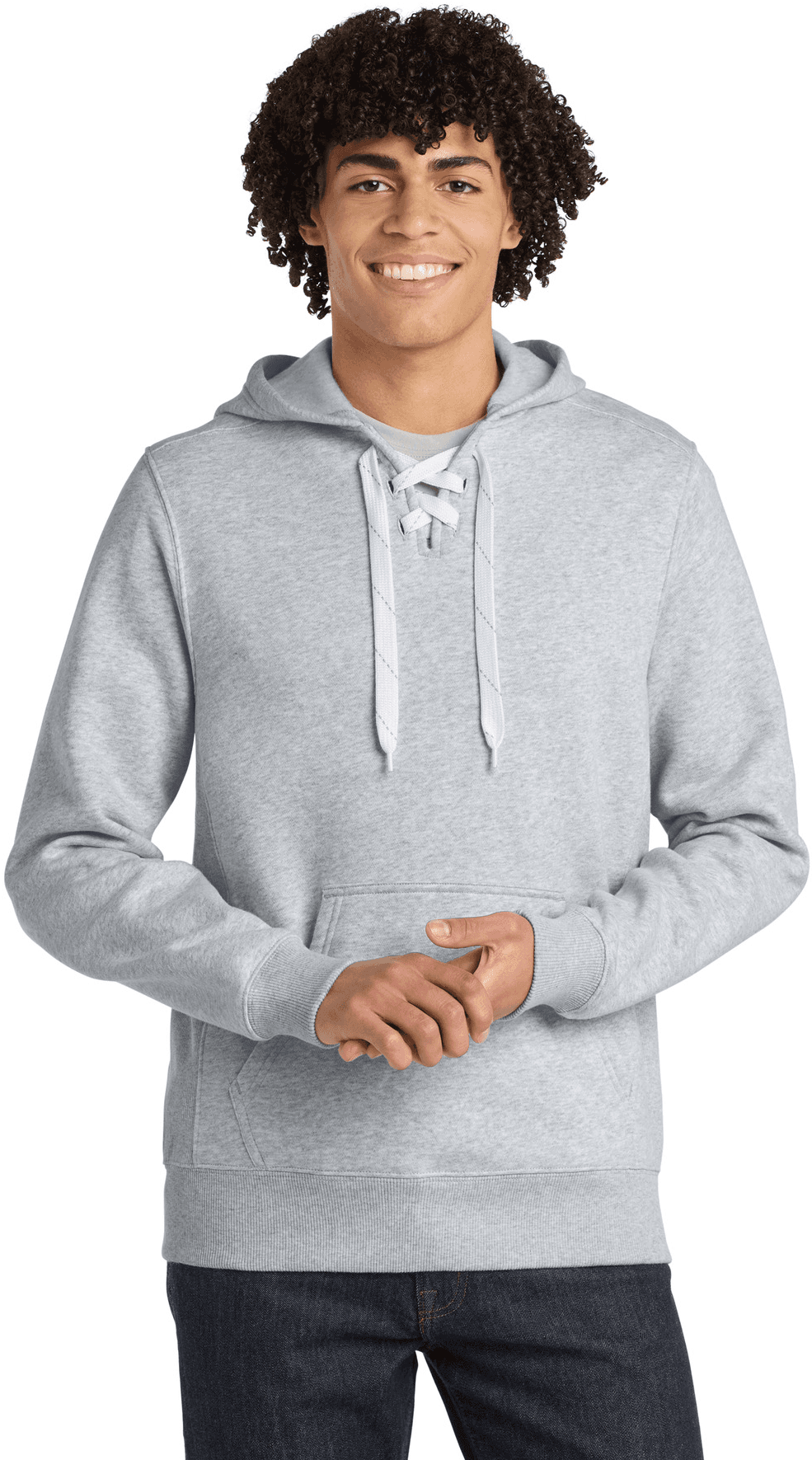 Lace Up Pullover Hooded Sweatshirt.