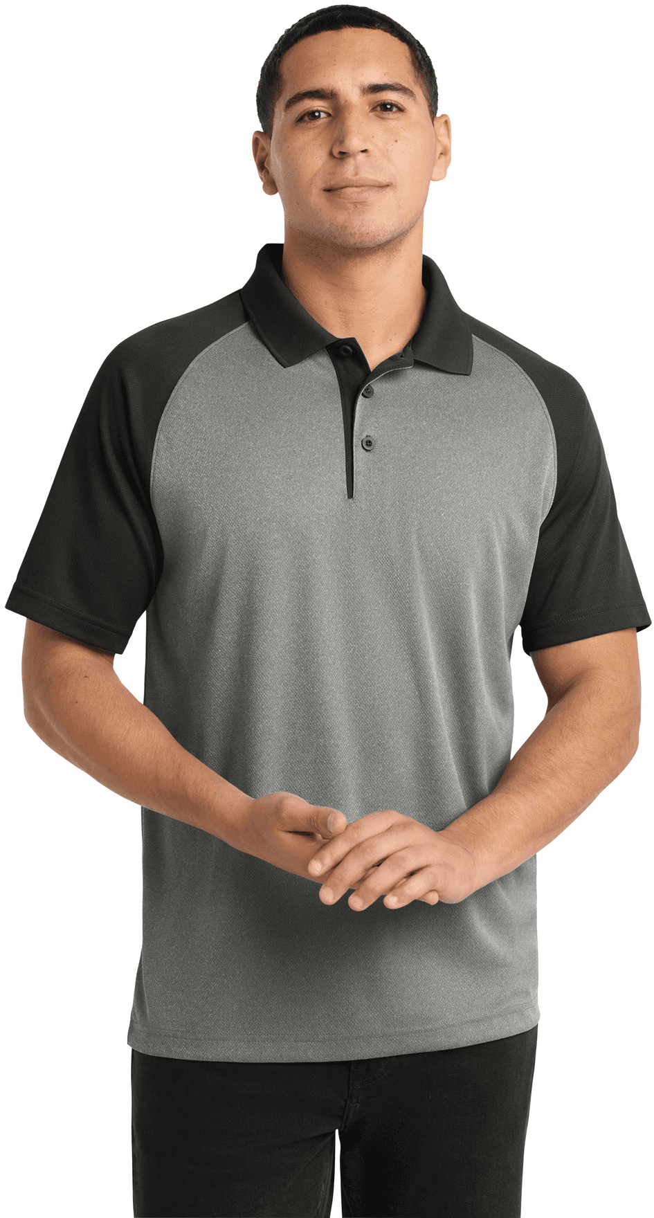 PosiCharge RacerMesh Raglan Heather Block Polo.