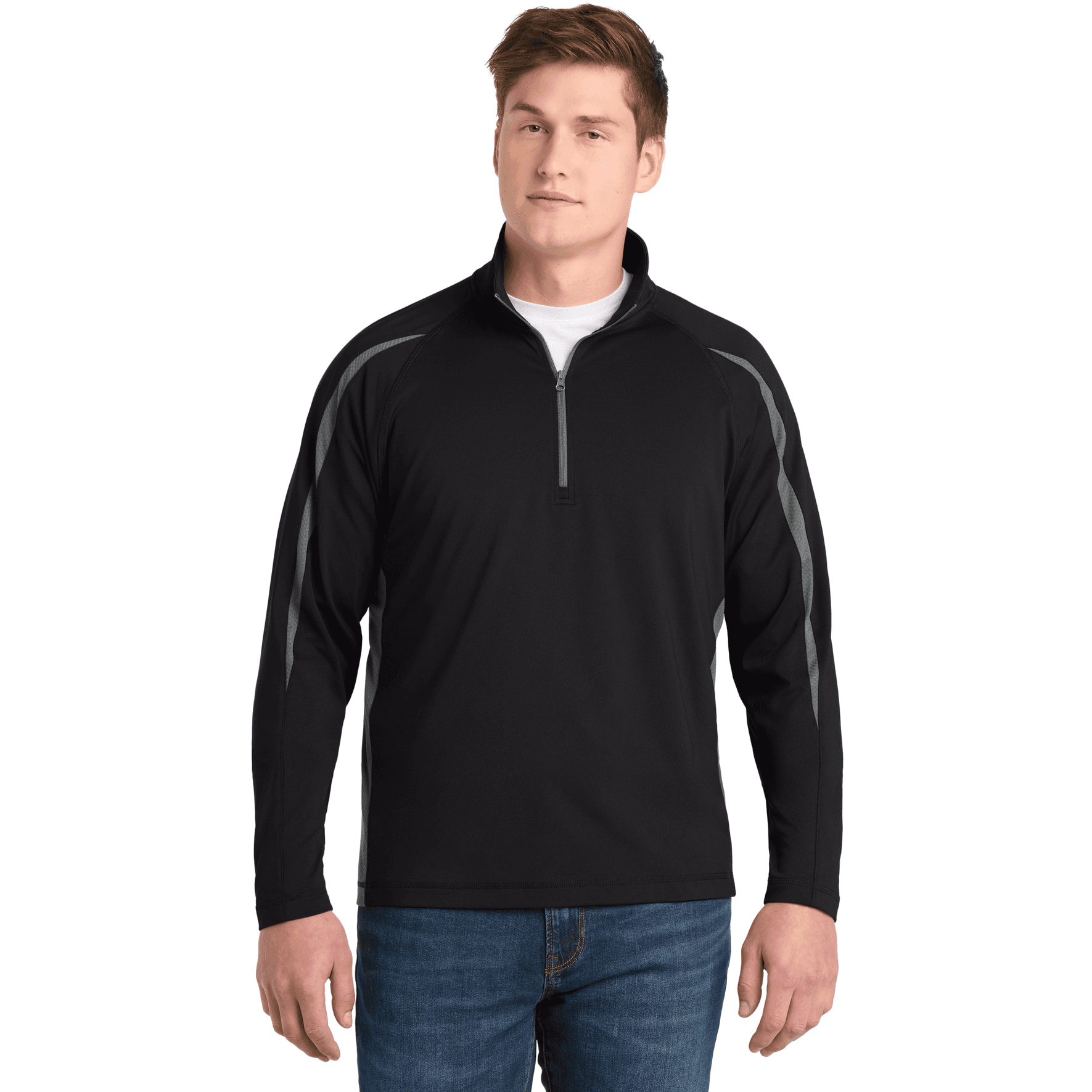 Sport-Wick Stretch 1/4-Zip Colorblock Pullover.