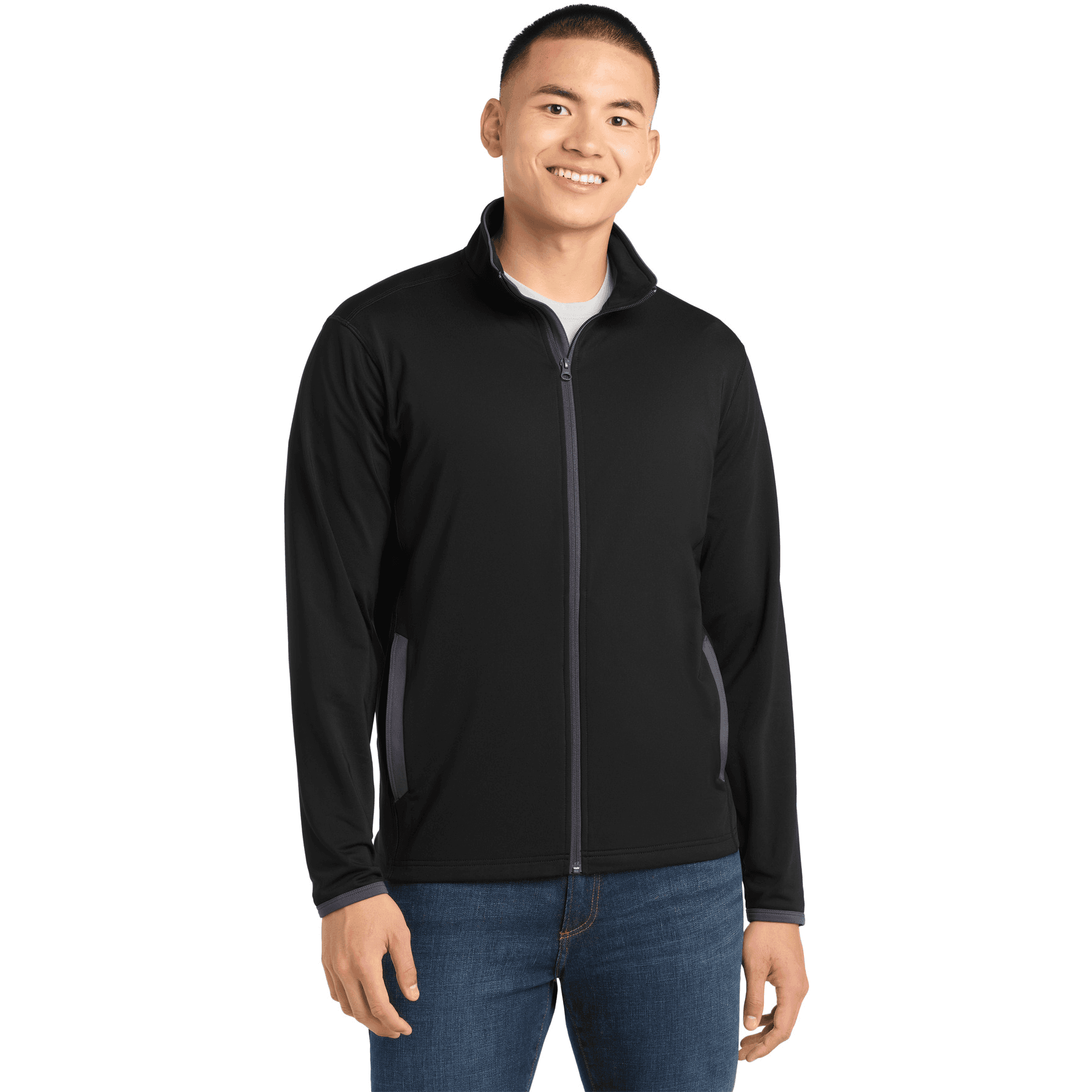 Sport-Wick Stretch Contrast Full-Zip Jacket.