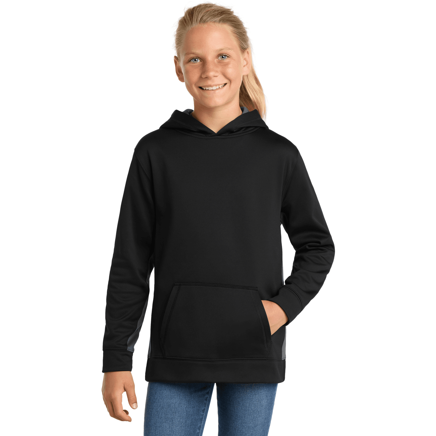Youth Sport-Wick Fleece Colorblock Hooded Pullover.