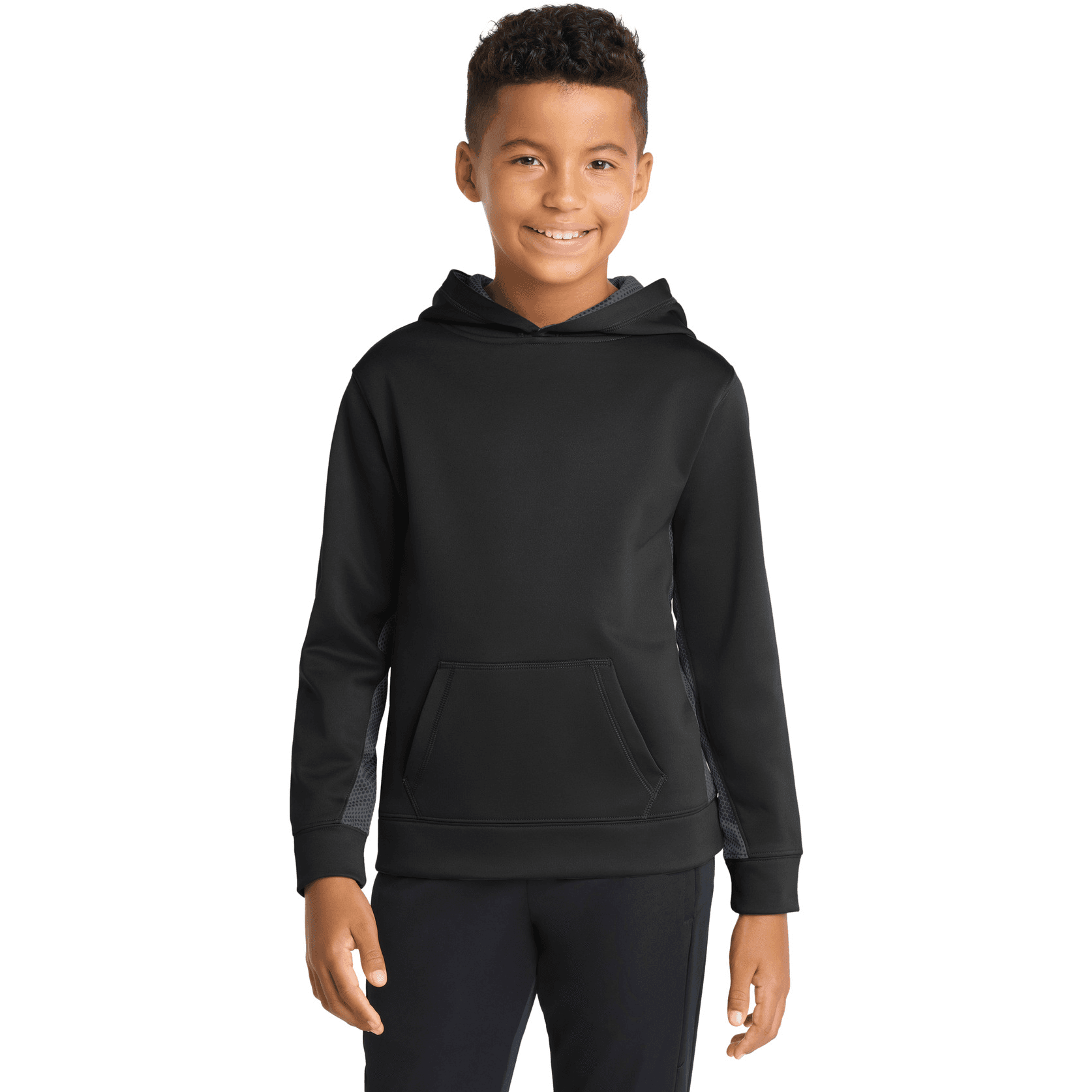 Youth Sport-Wick CamoHex Fleece Colorblock Hooded Pullover.